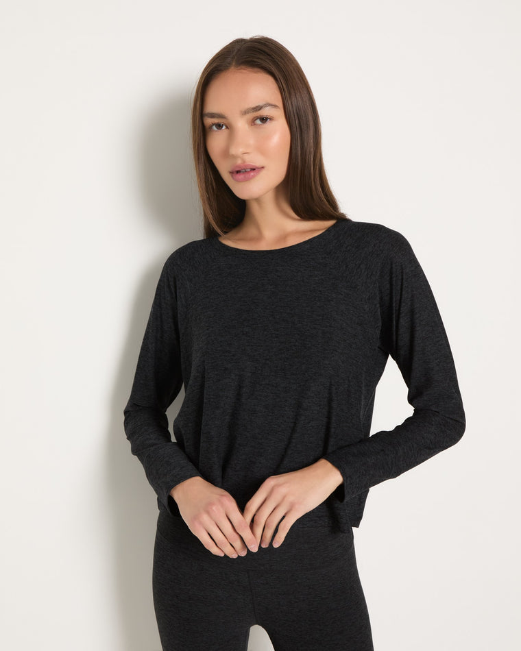 Night Sky Black $|& Interval Swift Lightweight Spacedye Boxy Top - SOF Front