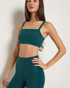 Deep Ocean/Teal Solid $|& Interval FlowHeather Sculpt Glimmer Bra - SOF Full Front