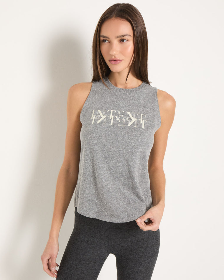 Heather Grey $|& Interval Grace Graphic Muscle Tank - SOF Full Front