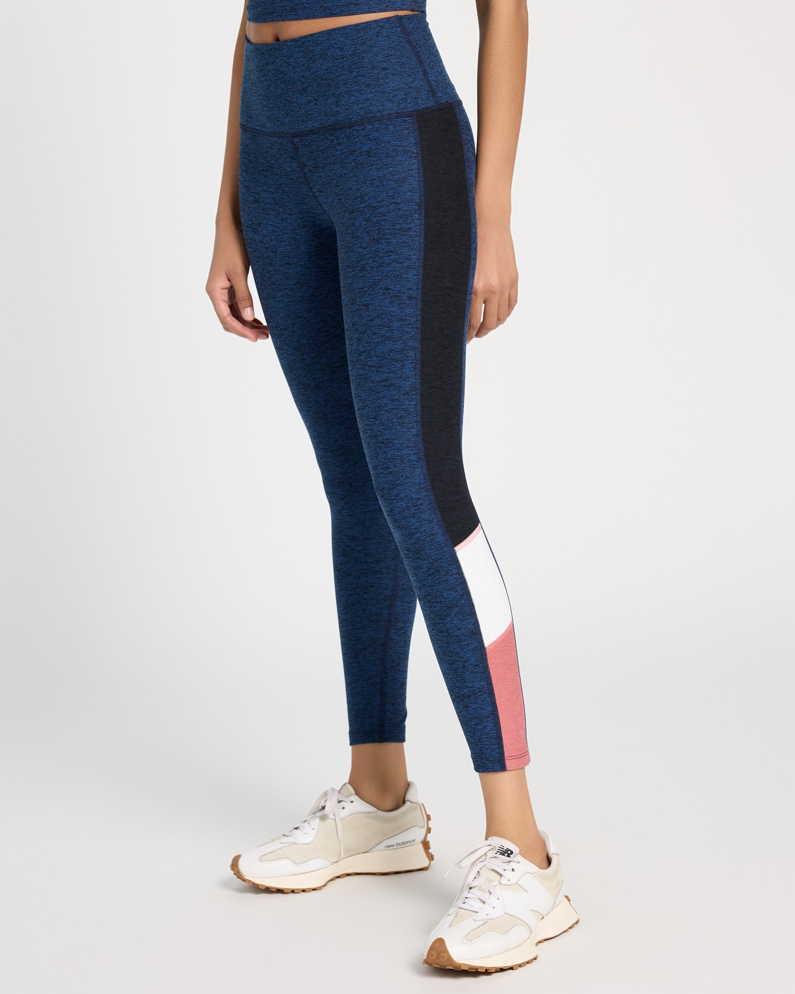Ink Navy Heather/Heather Grey $|& Interval FlowHeather Sculpt Radiant Legging - SOF Front