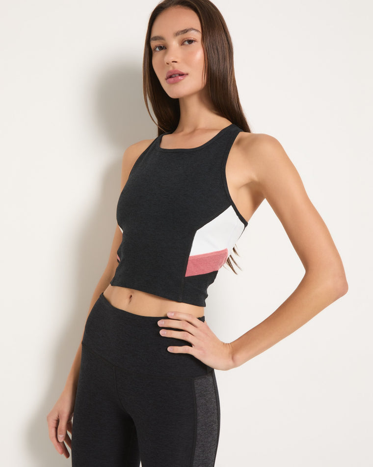 Night Sky $|& Interval Surge Spacedye High Neck Long Crop Tank - SOF Front