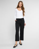 Black $|& Liverpool Pull On Wide Leg Crop Trouser - SOF Full Front