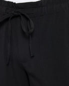 Black $|& Liverpool Pull On Wide Leg Crop Trouser - SOF Detail