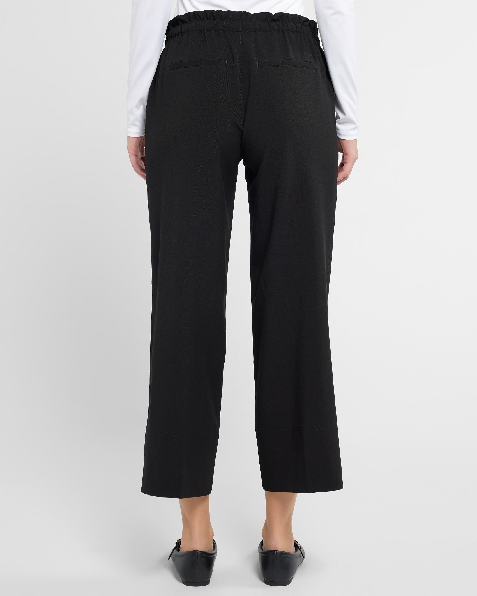 Black $|& Liverpool Pull On Wide Leg Crop Trouser - SOF Back