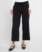 Black $|& Liverpool Pull On Wide Leg Crop Trouser - SOF Front