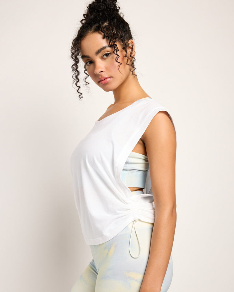 White $|& Interval Sprint Adjustable Muscle Tank - SOF Front