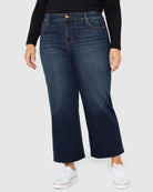 Eastmoor $|& Liverpool Stride High Rise Wide Leg Jeans with Cut Hem - VOF Detail