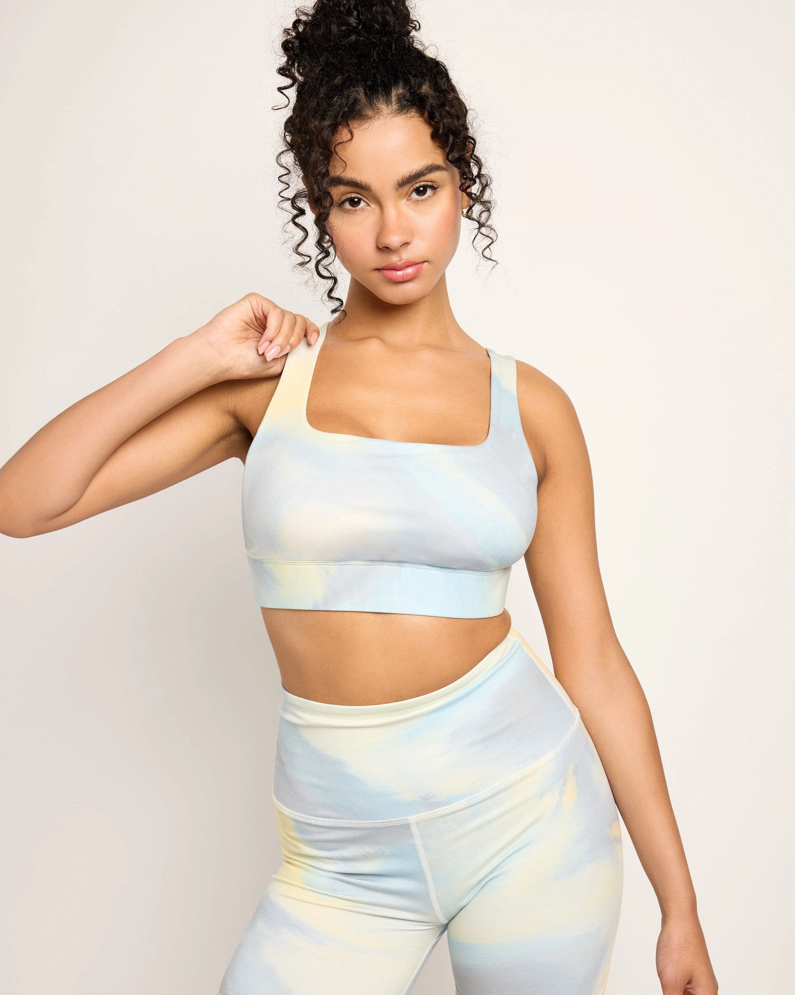 Sage Wash Print $|& Interval FlowHeather Sculpt Tie-Dye Skater Bra - SOF Front