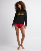 Black $|& SEAS Hacci Graphic Crew "Love Language" Graphic Pullover - UGC On Fig