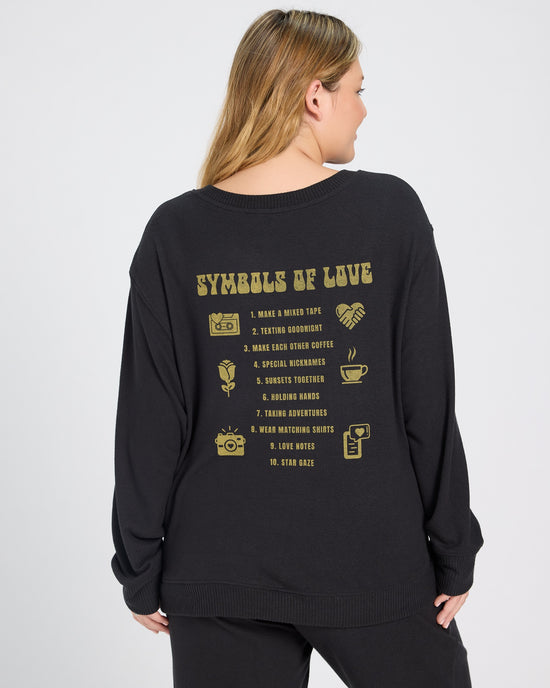 Black $|& SEAS Hacci Graphic Crew "Love Language" Graphic Pullover - SOF Back