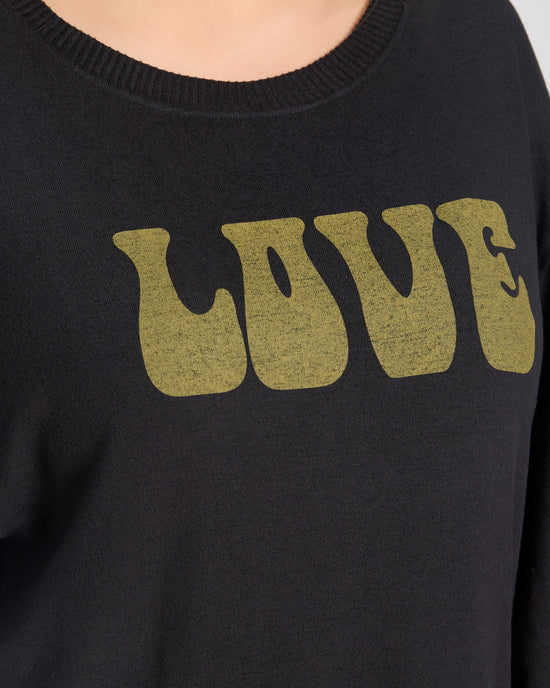 Black $|& SEAS Hacci Graphic Crew "Love Language" Graphic Pullover - SOF Full Front