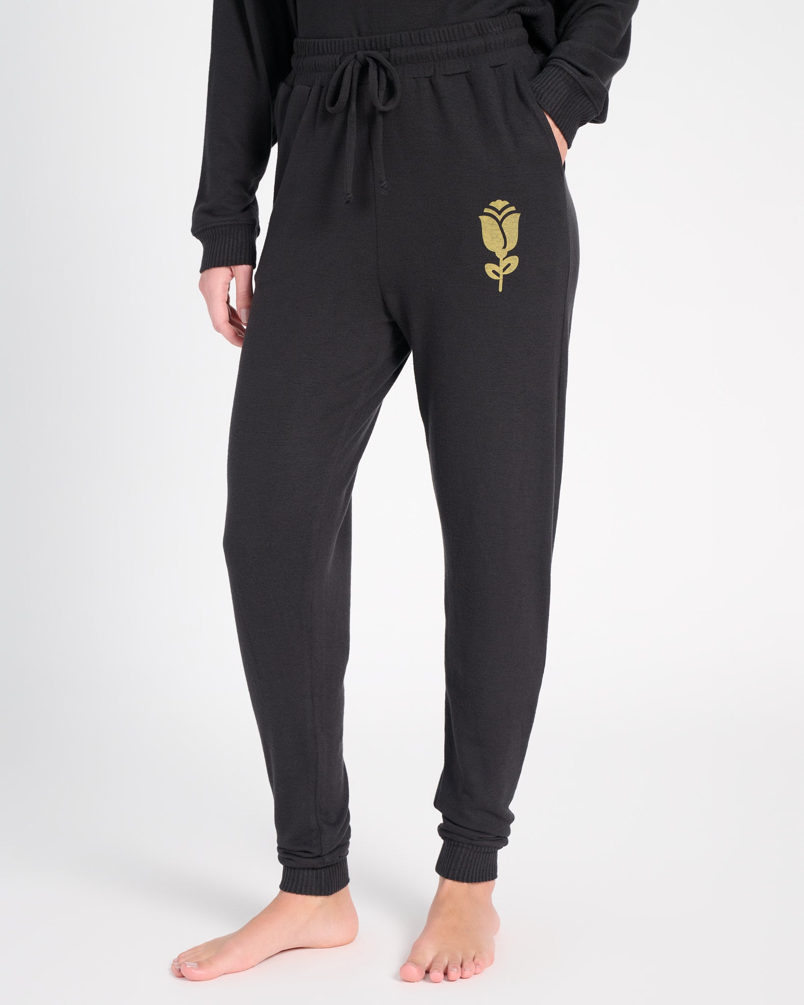 Black $|& SEAS Shoreline Hacci "Love Language" Graphic Jogger - SOF Front