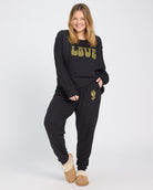 Black $|& SEAS Shoreline Hacci "Love Language" Graphic Jogger - UGC On Fig