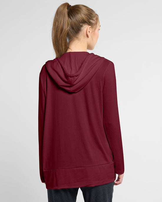 Red Wine $|& Interval Carefree Solid Hacci Cardigan - SOF Back