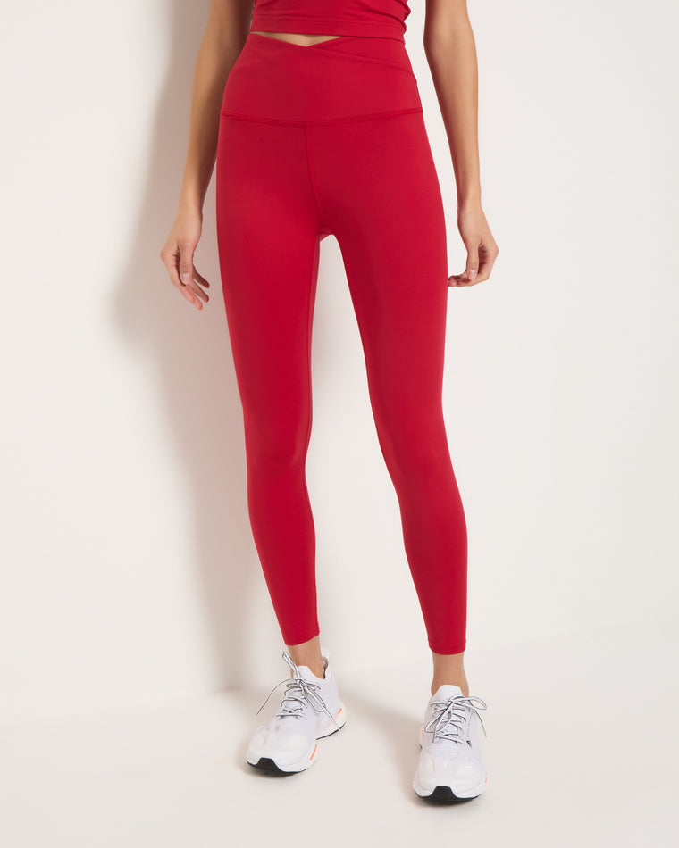 Poppy Solid $|& Interval Spacedye Everyday Cross Over Legging - SOF Front