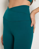 Teal Solid $|& Interval FlowHeather Sculpt Crossover Leggings - SOF Full Front