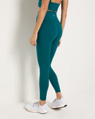 Teal Solid $|& Interval FlowHeather Sculpt Crossover Leggings - SOF Back