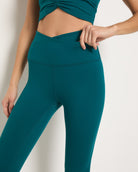 Teal Solid $|& Interval FlowHeather Sculpt Crossover Leggings - SOF Front