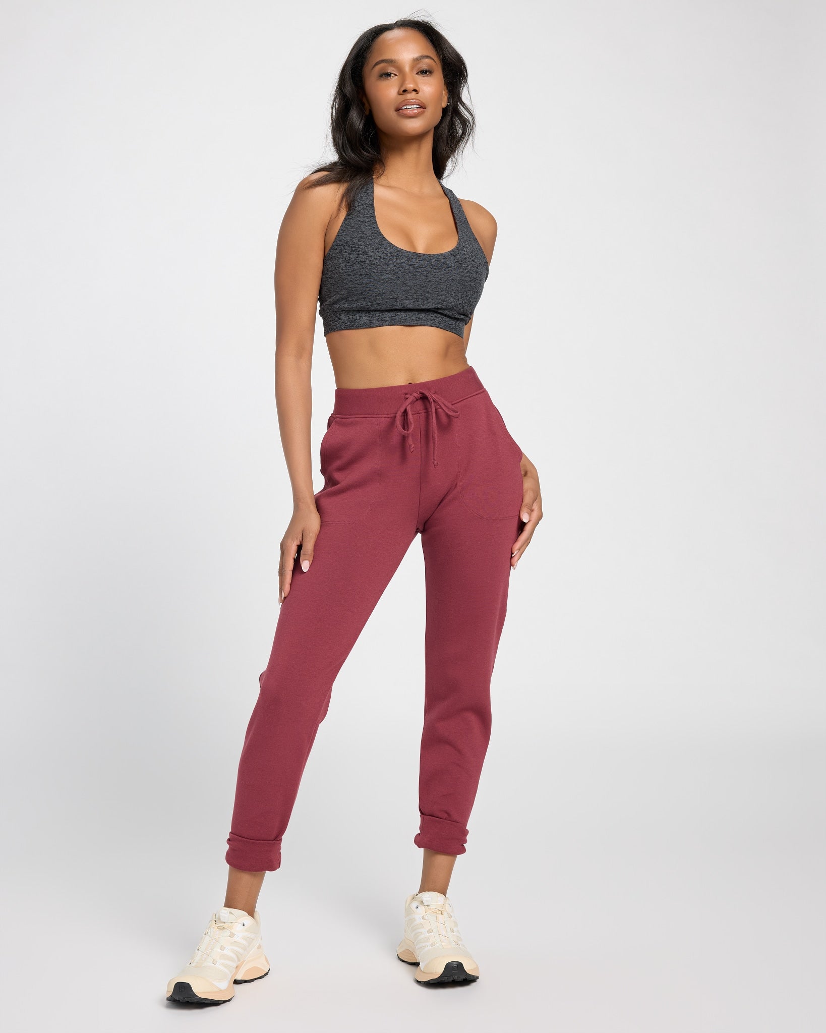 Red Wine $|& Interval Crescent Joggers - UGC On Fig