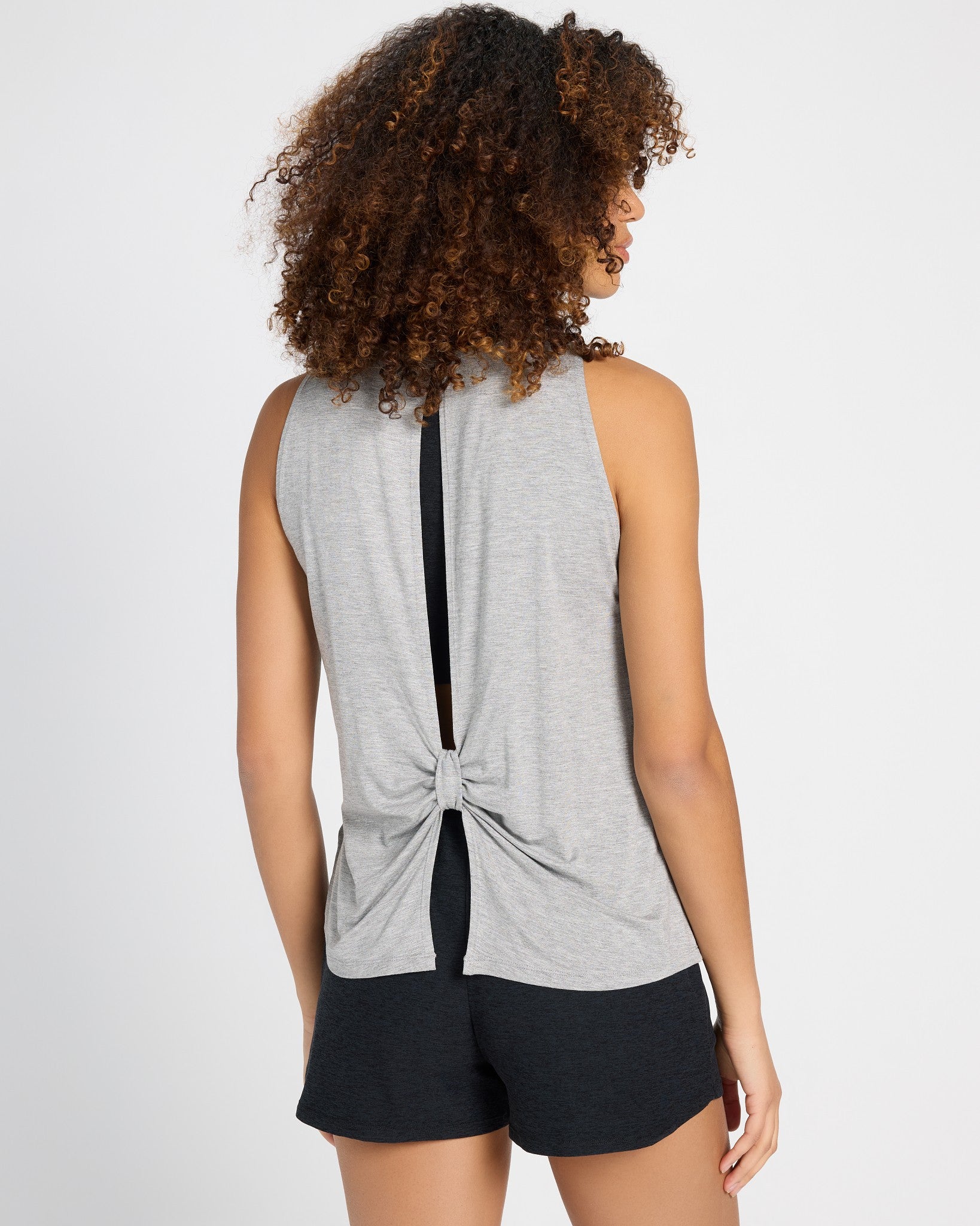 Light Heather Grey $|& Interval Split Back Tank - SOF Back