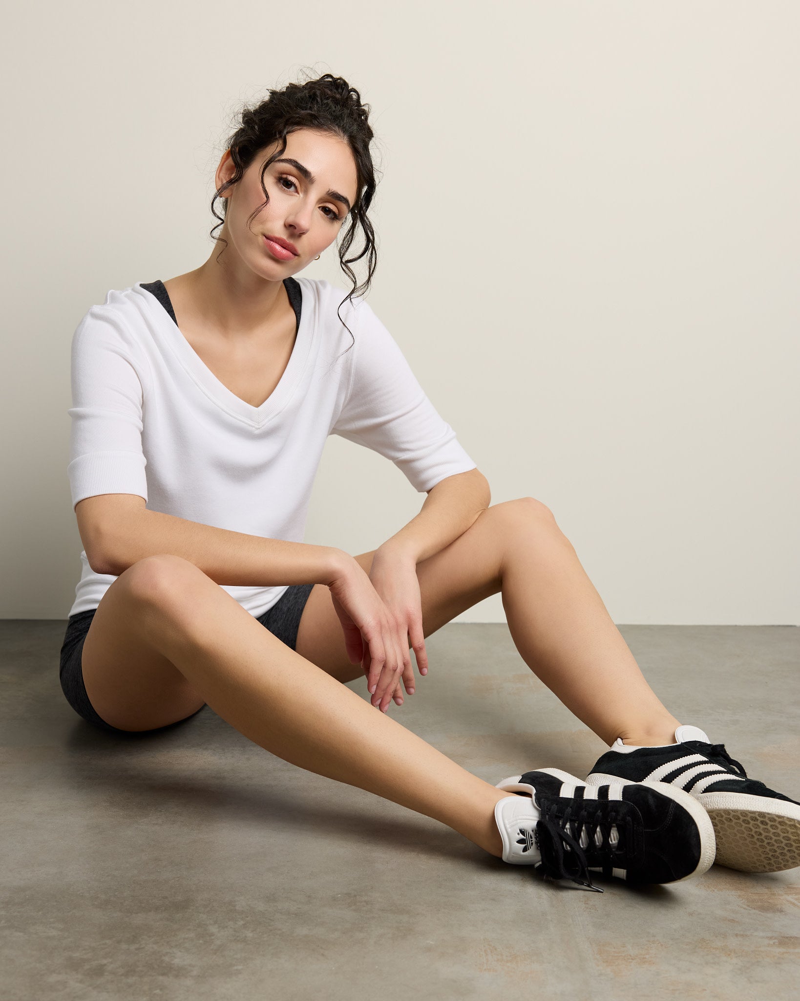 White $|& Interval Flex Fleece Short Sleeve Top - UGC On Fig