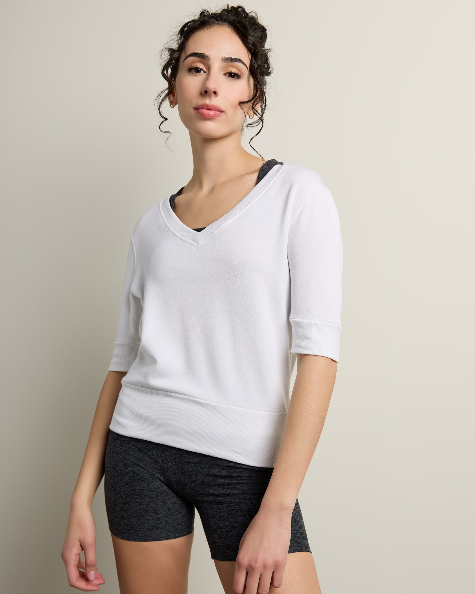 White $|& Interval Flex Fleece Short Sleeve Top - SOF Front