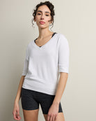 White $|& Interval Flex Fleece Short Sleeve Top - SOF Front