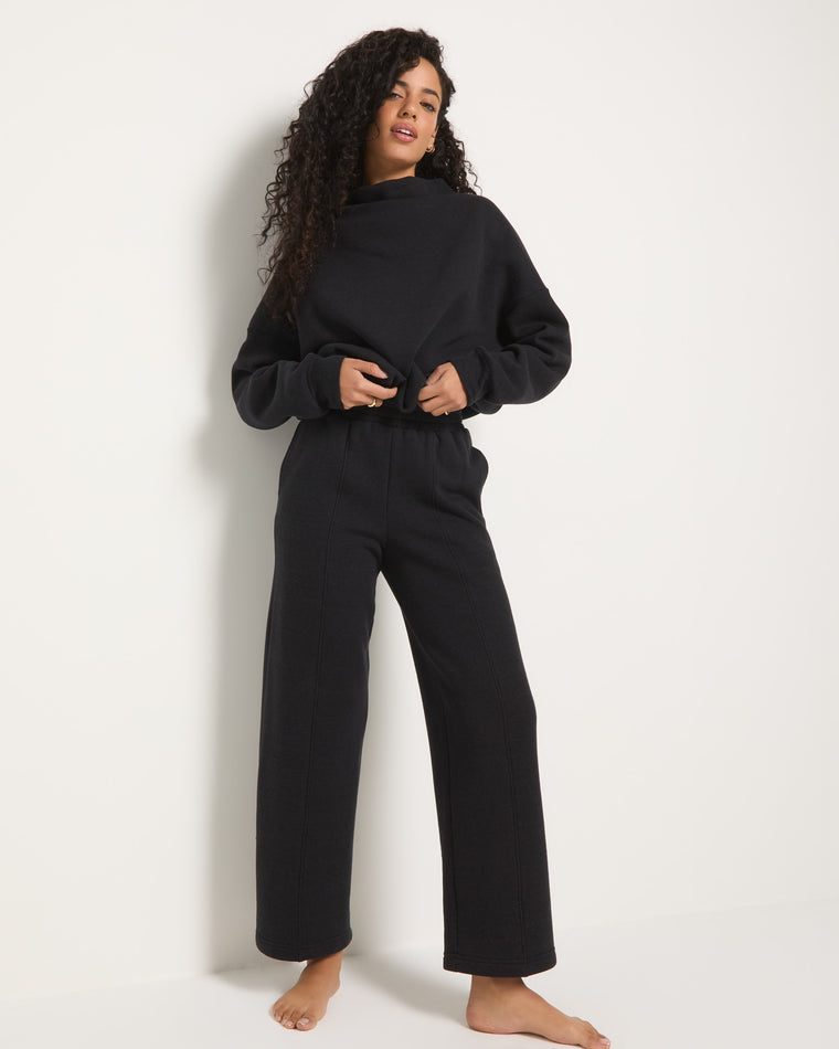 Black $|& SEAS Azure Straight Leg Cropped Sweatpant - UGC On Fig