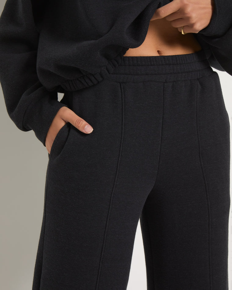 Black $|& SEAS Azure Straight Leg Cropped Sweatpant - SOF Full Front