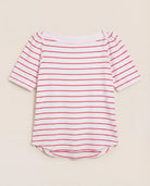 Cherry Stripe $|& SEAS Seabreeze Boat Neck Puff Sleeve Tee - Hanger Detail