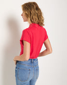 Cherry $|& SEAS Pier Funnel Neck Hacci Tee - SOF Back