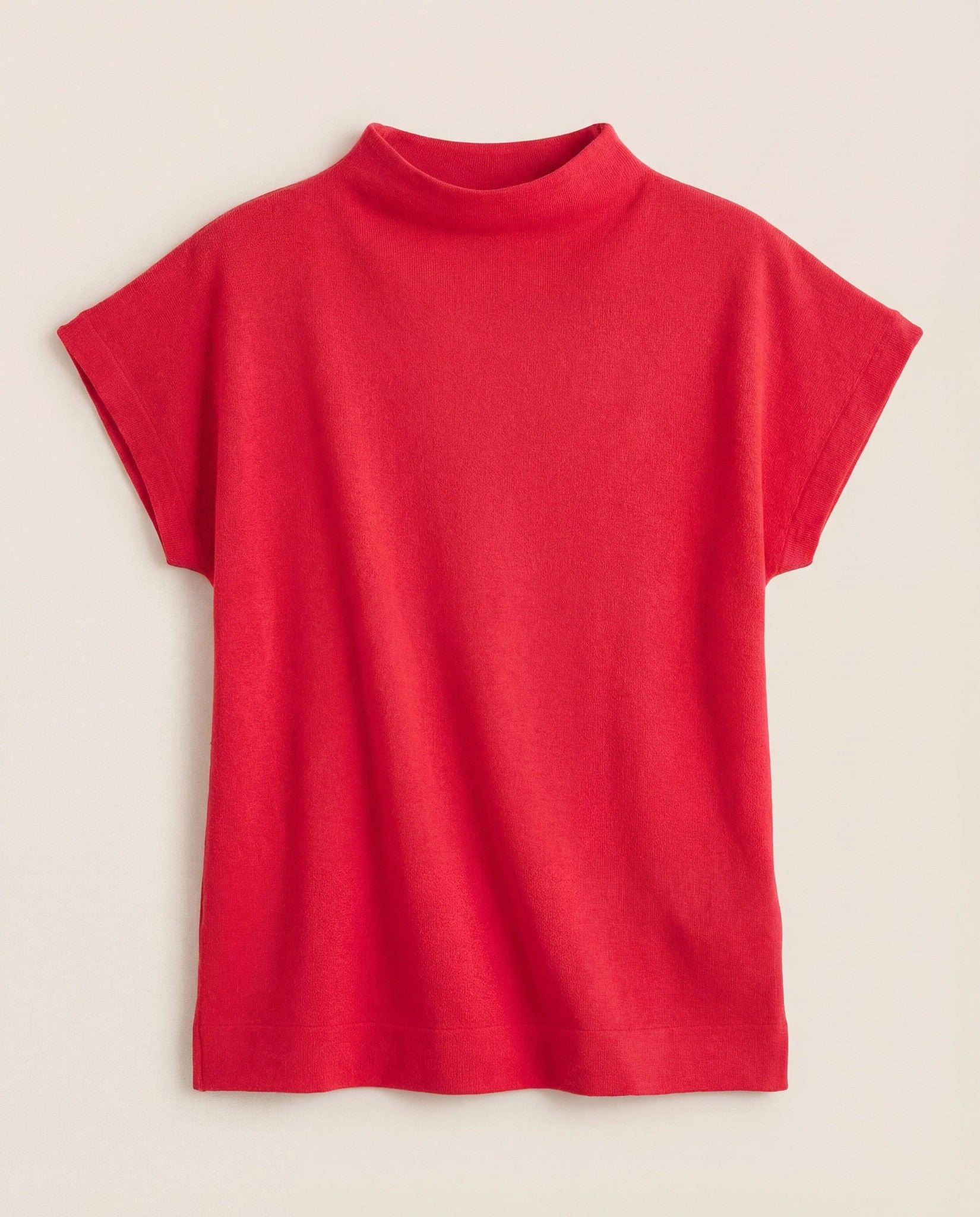 Cherry $|& SEAS Pier Funnel Neck Hacci Tee - Hanger Detail