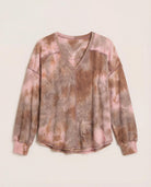 Khaki Tie Dye $|& SEAS Shore V-Neck Light Weight Thermal Top - Hanger Detail