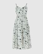 White-Black $|& Skies Are Blue Print Midi Dress - VOF Detail