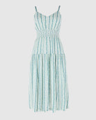 White Blue $|& Skies Are Blue Print Midi Dress - VOF Detail