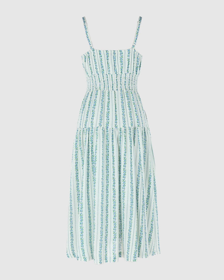 White Blue $|& Skies Are Blue Print Midi Dress - Hanger Side