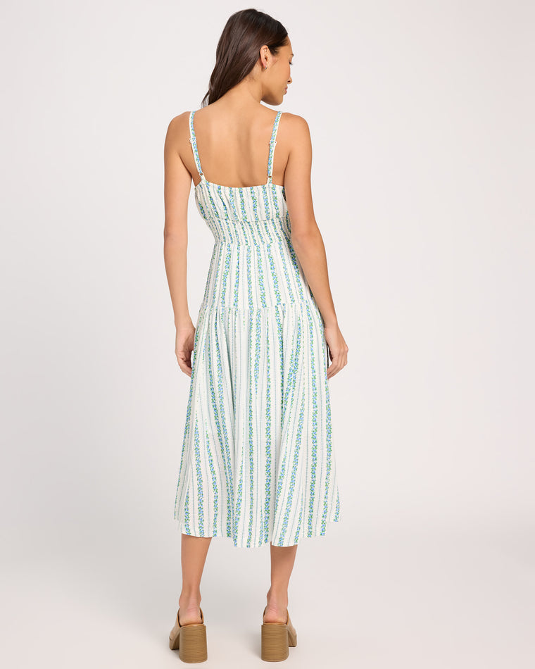 White Blue $|& Skies Are Blue Print Midi Dress - SOF Back