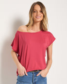 Soft Rose $|& SEAS Edgewater Off The Shoulder Tee - SOF Back
