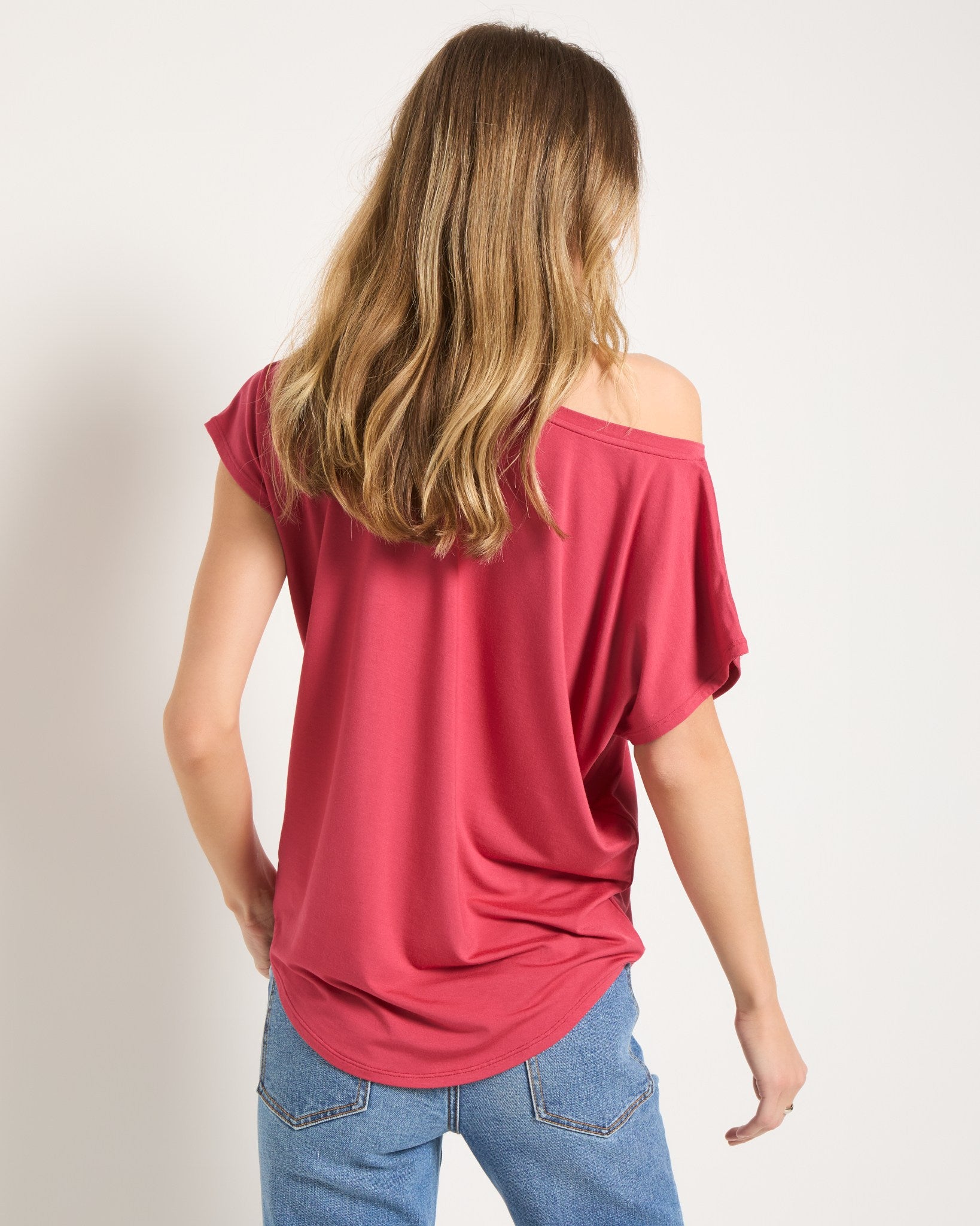 Soft Rose $|& SEAS Edgewater Off The Shoulder Tee - UGC On Fig