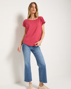 Soft Rose $|& SEAS Edgewater Off The Shoulder Tee - SOF Front