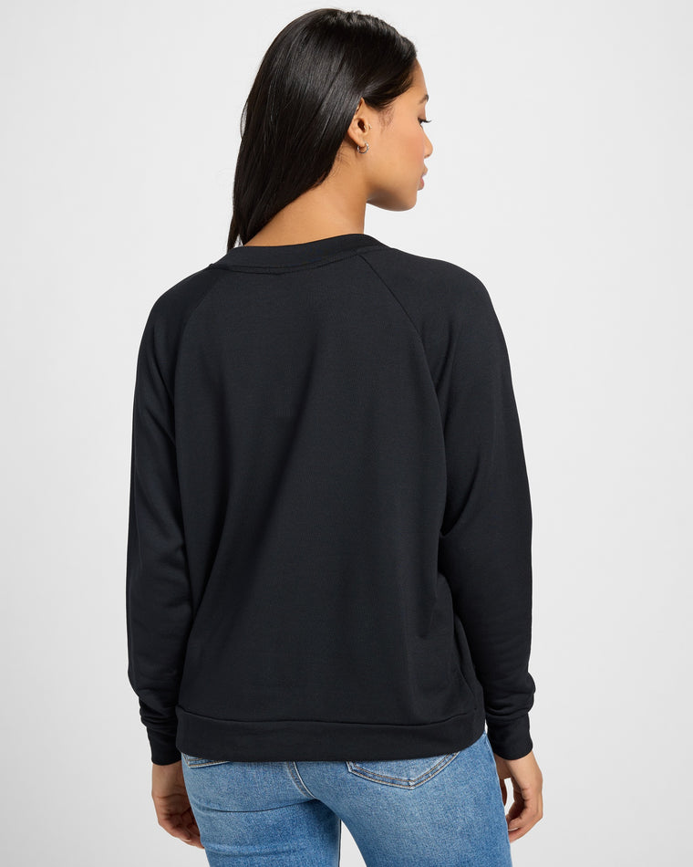 Black $|& SEAS Palmer Ranch Fleece V-Neck Top - SOF Back