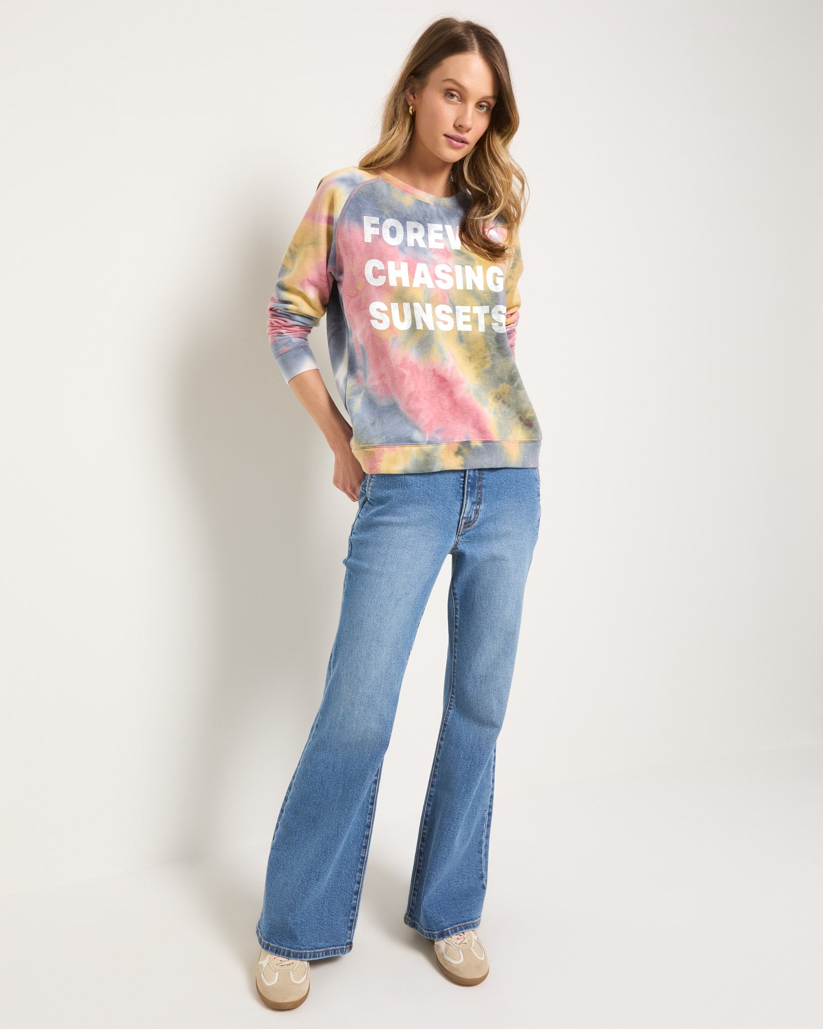 Butter Printed Tie Dye $|& SEAS Chasing Sunsets Tie Dye Graphic Pullover - UGC On Fig