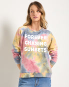 Butter Printed Tie Dye $|& SEAS Chasing Sunsets Tie Dye Graphic Pullover - SOF Front