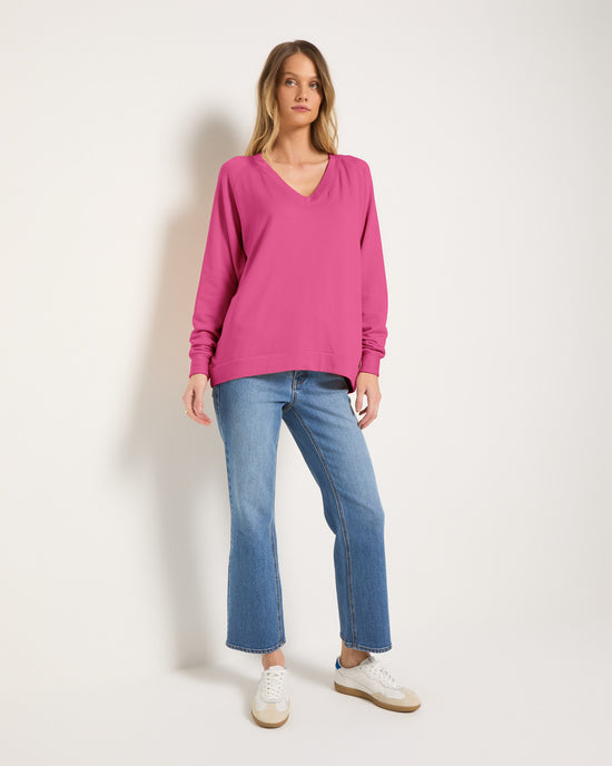 Rouge $|& SEAS Palmer Ranch Fleece V-Neck Top - SOF Front