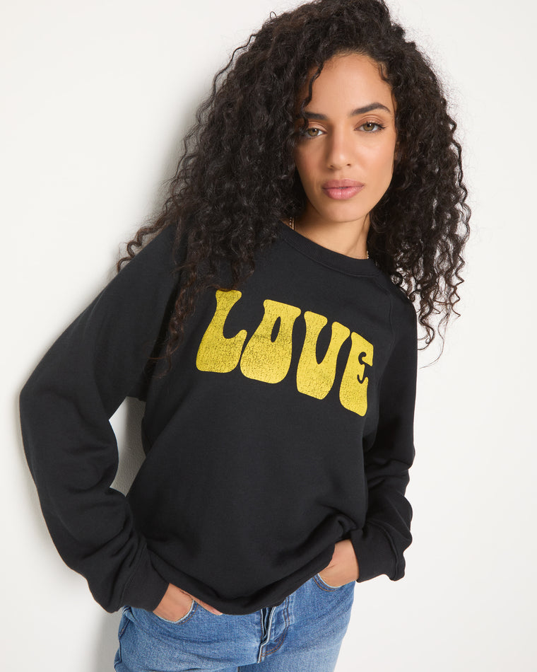 Black $|& SEAS Cliffs Love Raglan Sweatshirt - SOF Front