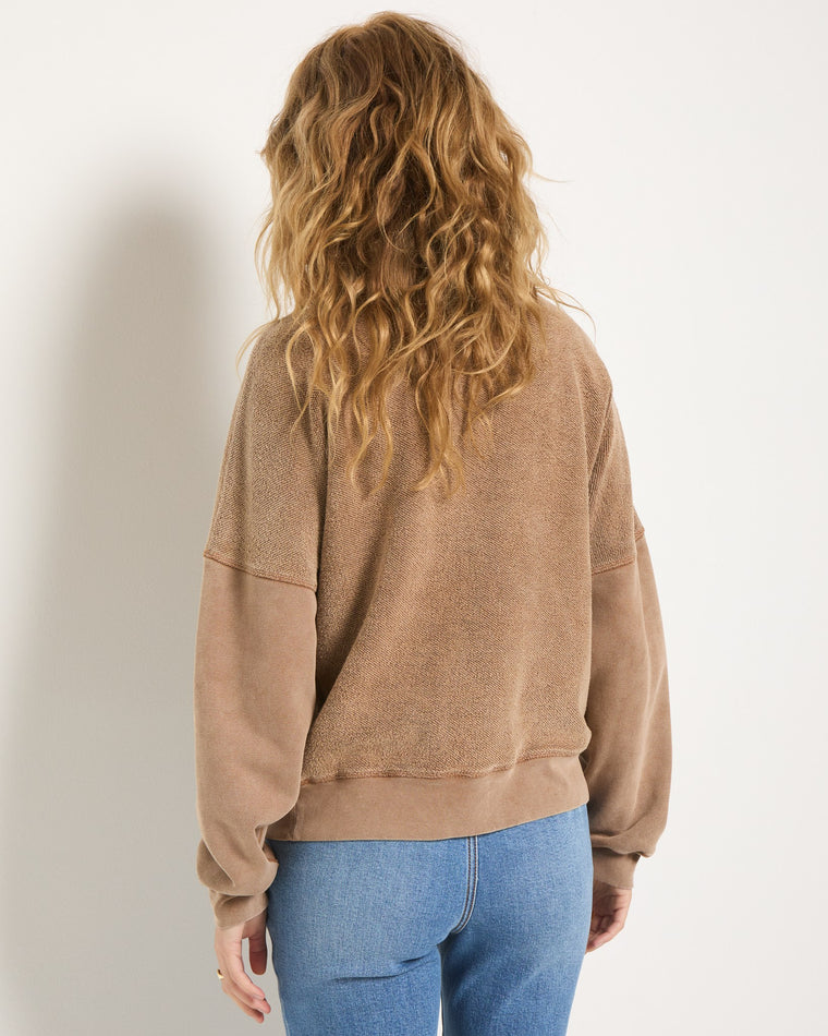 Washed Camel $|& SEAS Terra Half Zip Sweatshirt - SOF Back