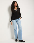 Black $|& SEAS Sandyshores Pointelle V-Neck Sweater - UGC On Fig
