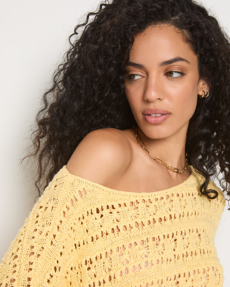 Butter $|& SEAS Sage Off Shoulder Pointelle Sweater - SOF Full Front