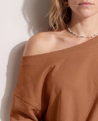 Camel $|& SEAS Brooksville One Shoulder Sweatshirt - SOF Full Front