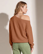 Camel $|& SEAS Brooksville One Shoulder Sweatshirt - SOF Back